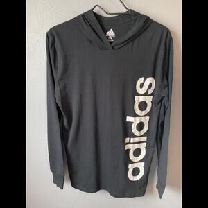 ADIDAS Boy's Lightweight Pullover Hooded T Shirt Black & White Size Large 14-16